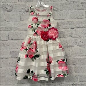 Pastourelle by Pippa & Julie White Floral Dress Girls Size 7.
